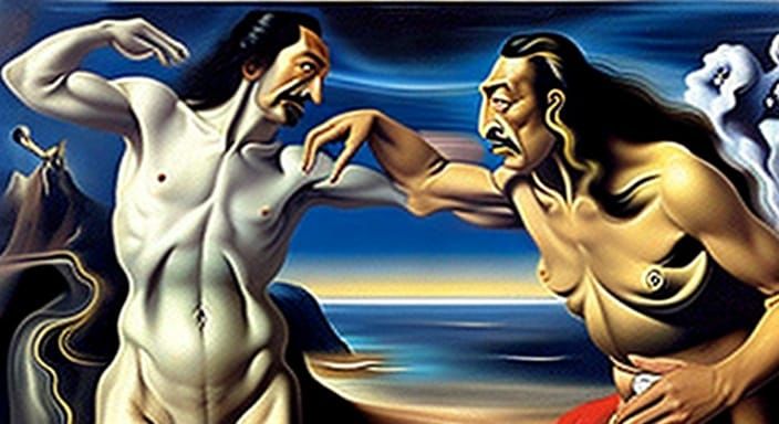 The Birth of the Cosmos in Dali's Surreal Style