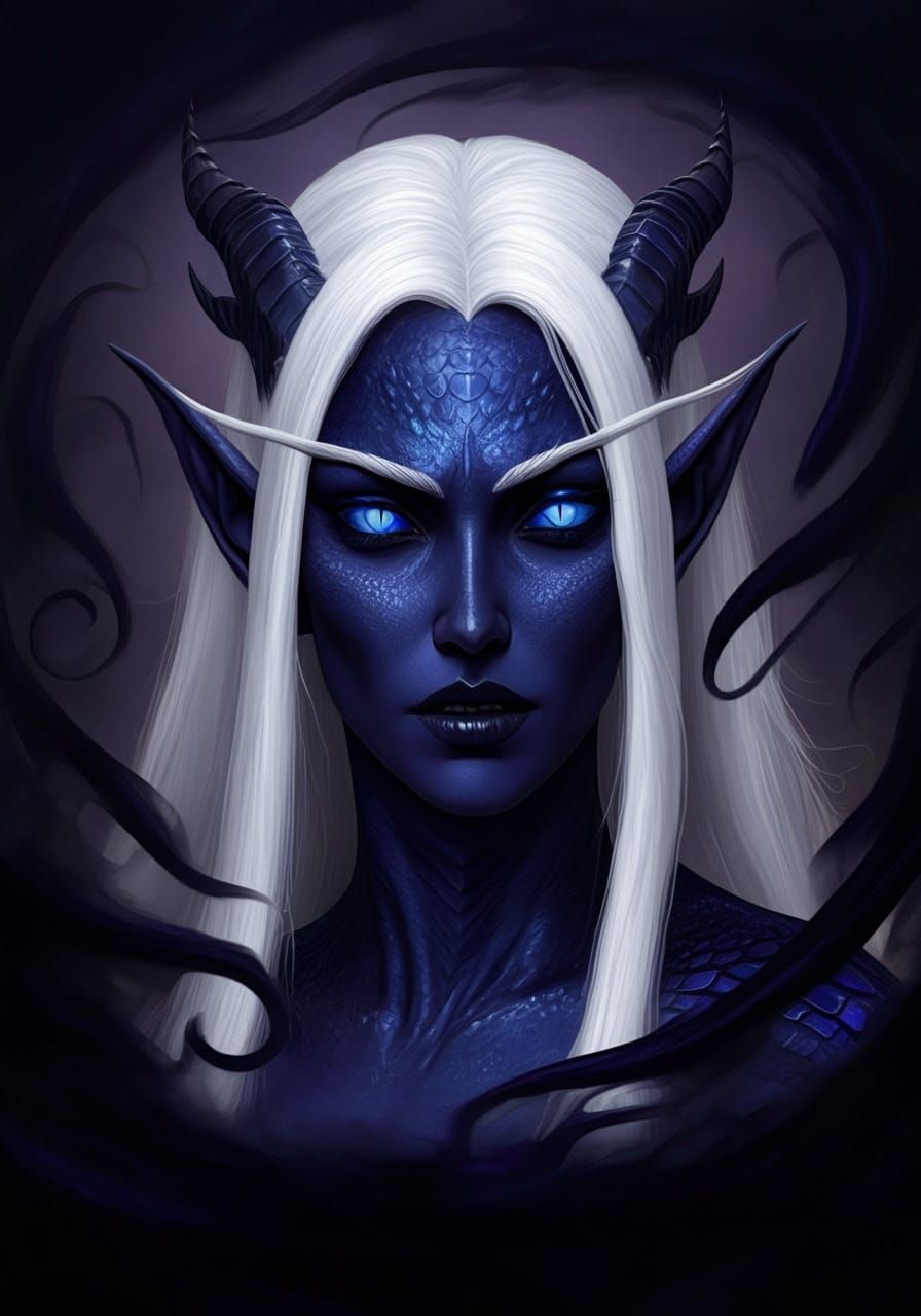 Ethereal Drow Elf in Dark Velvety Fantasy Art
