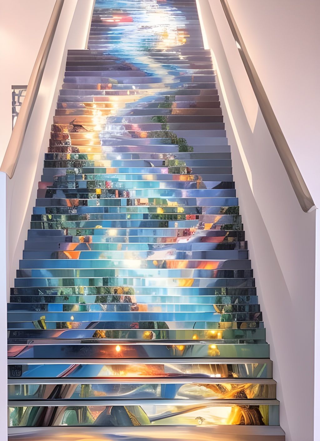 Hyperrealistic Mosaic Staircase in Jungle