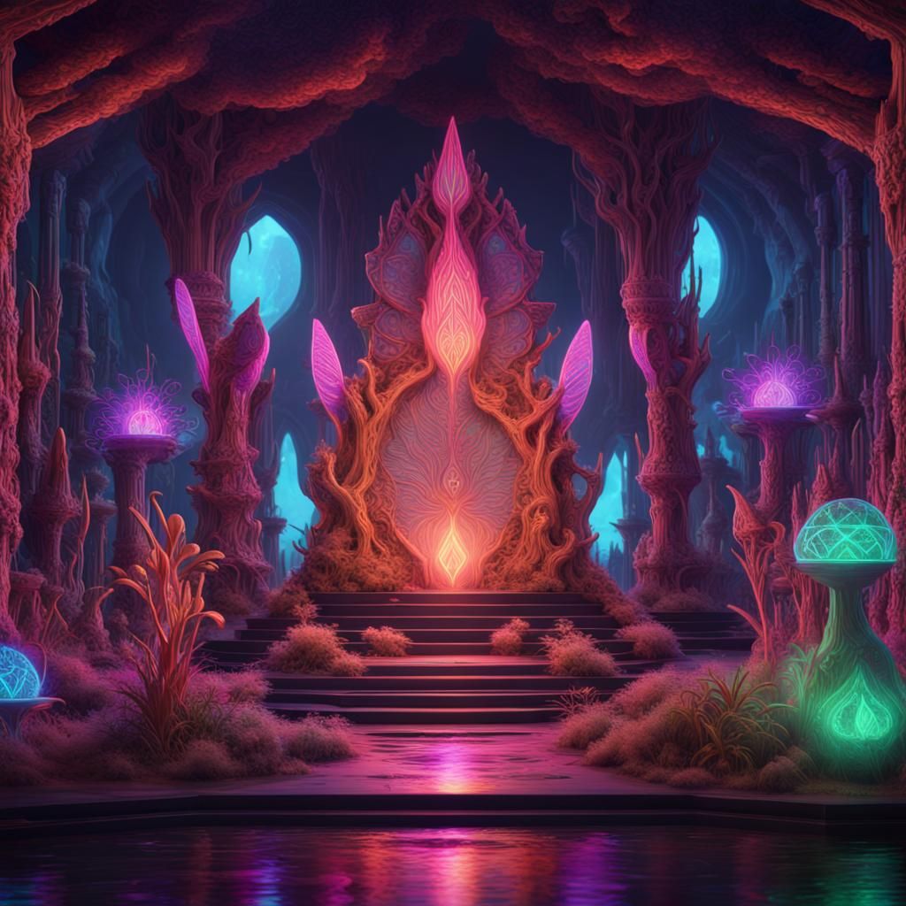 Psychedelic Bioluminescent Stage with Energy Crystals