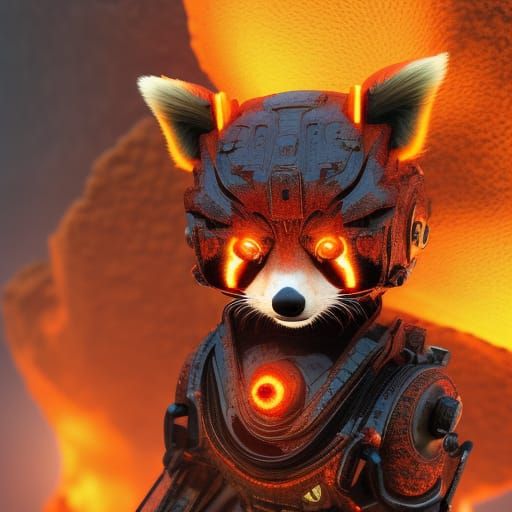 Retro-style Cyber Red Panda