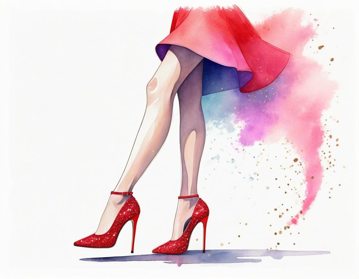 Ethereal Fashion Sketch of Shopping Girl