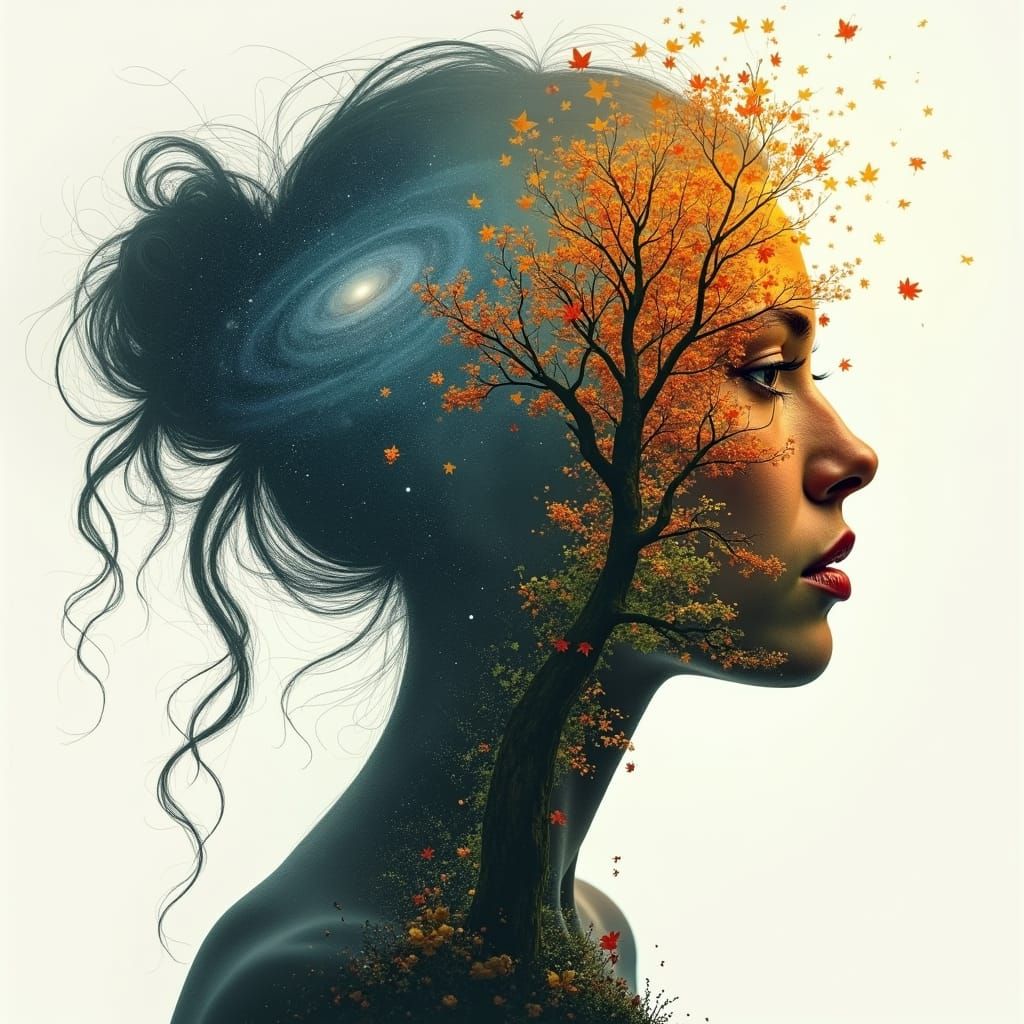 Galactic Seasons in Double Exposure Art