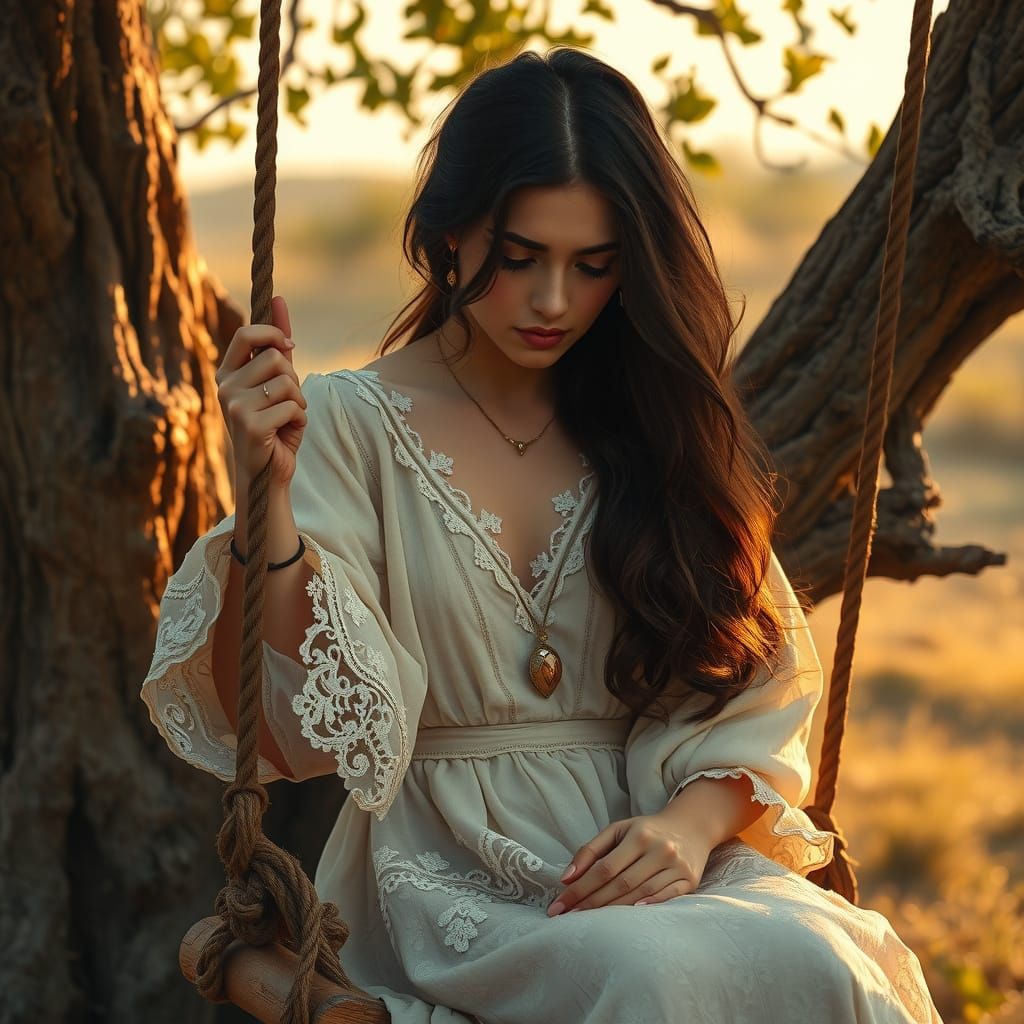 Ethereal Renaissance Woman in Contemplation