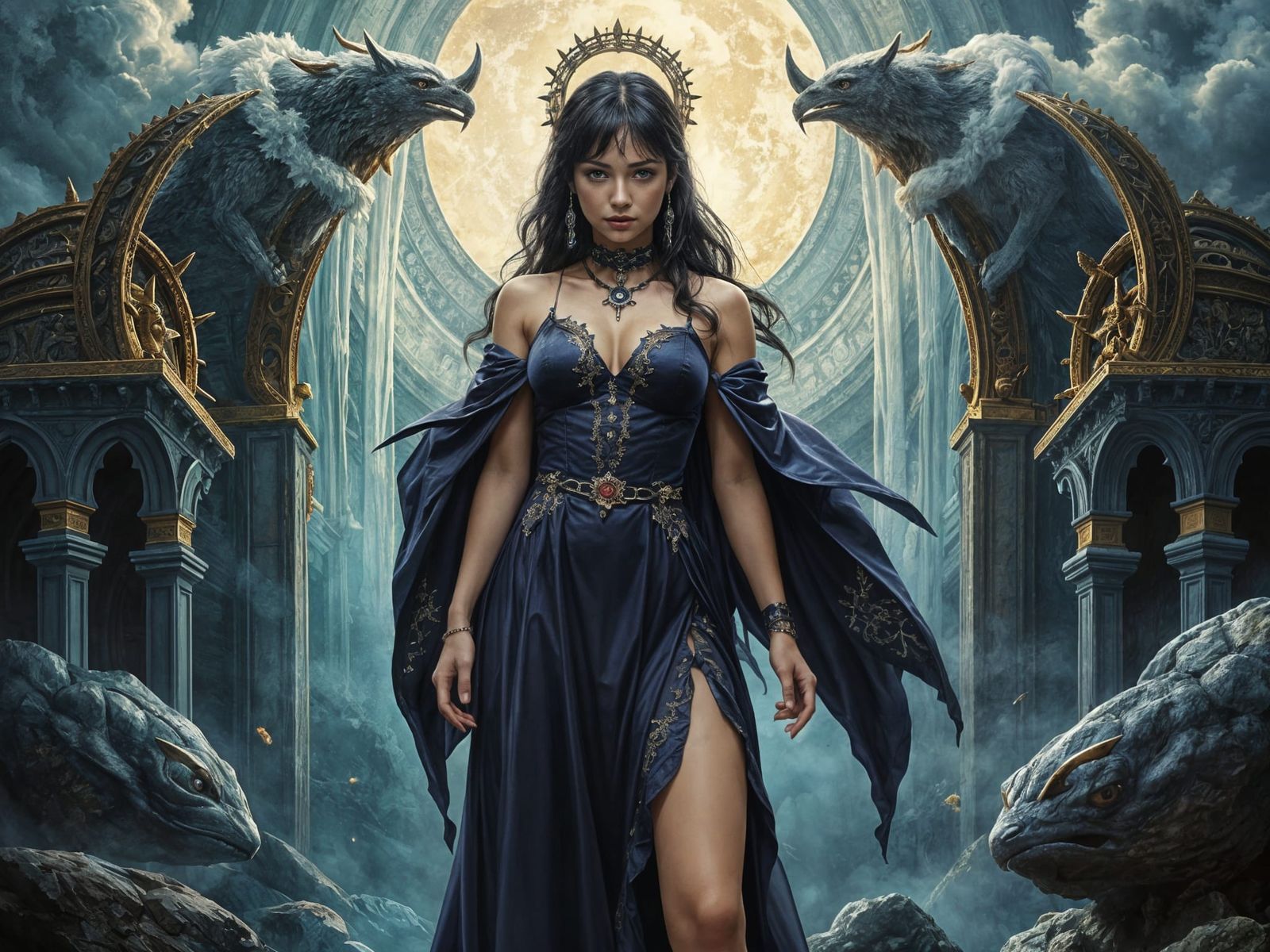 Confident Woman Strides Forward: Royo Inspired