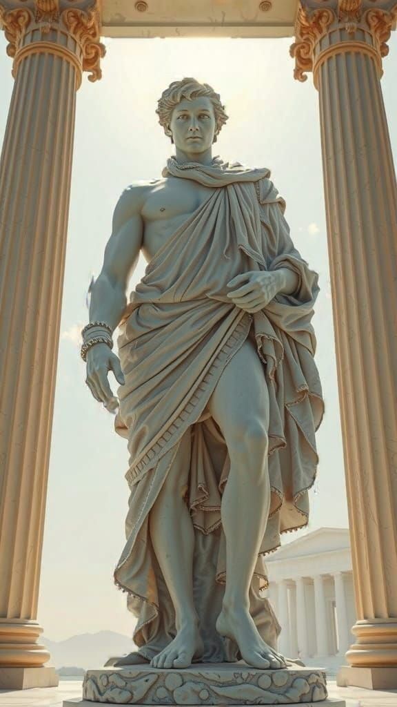 Epic Roman Statue in a Dramatic Temple Setting