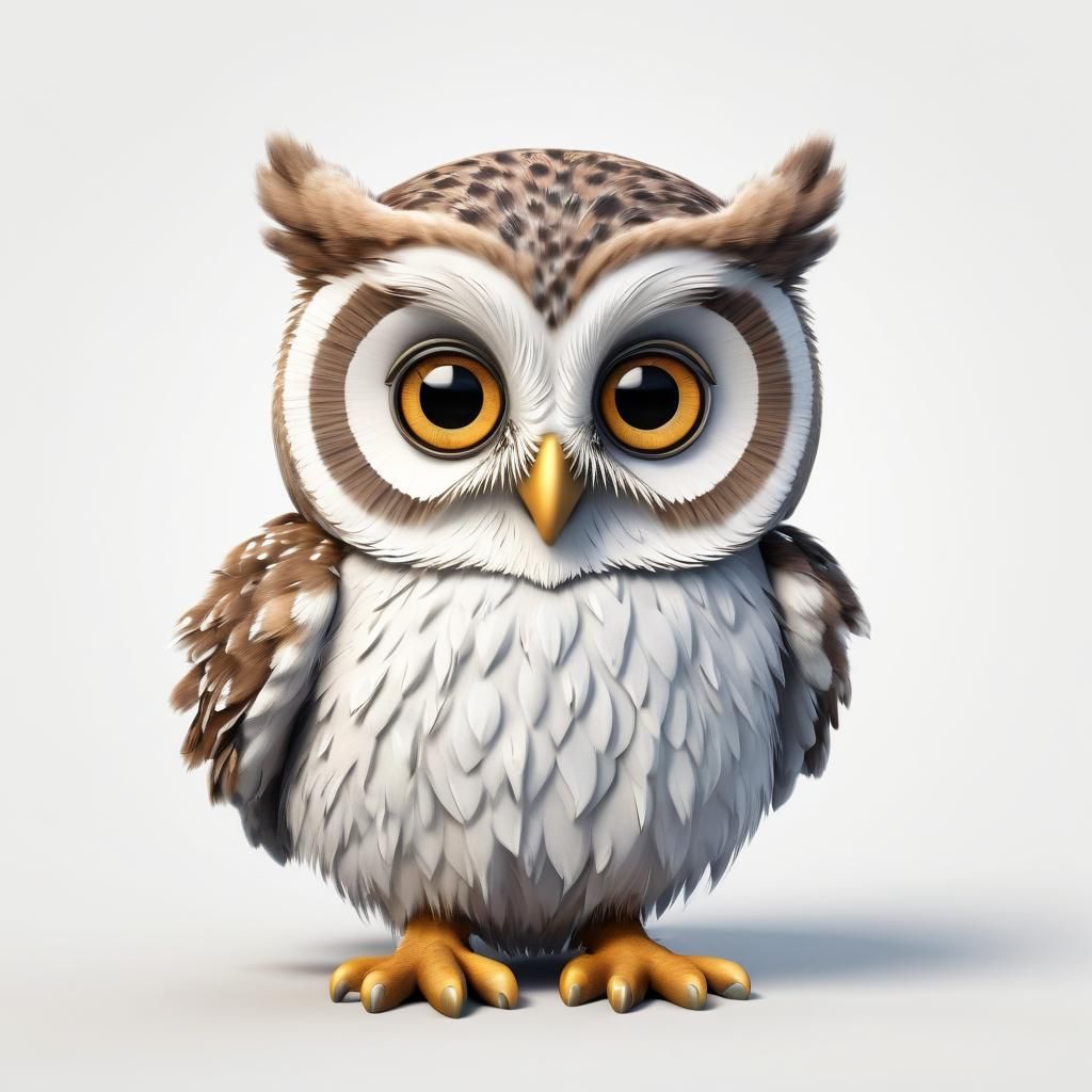 Cute Baby Owl Cartoon Matte Painting