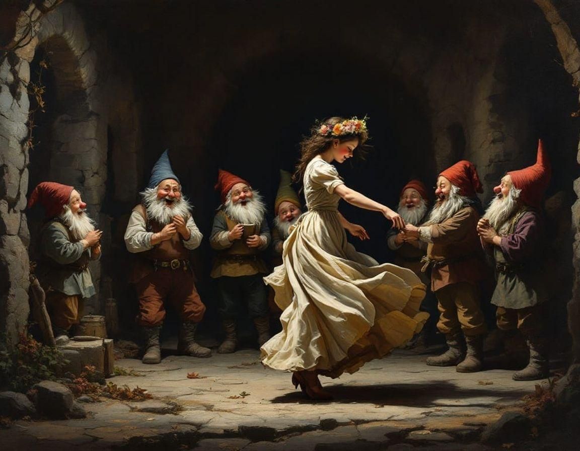 Snow White's Bewitched Dance: Impasto Painting