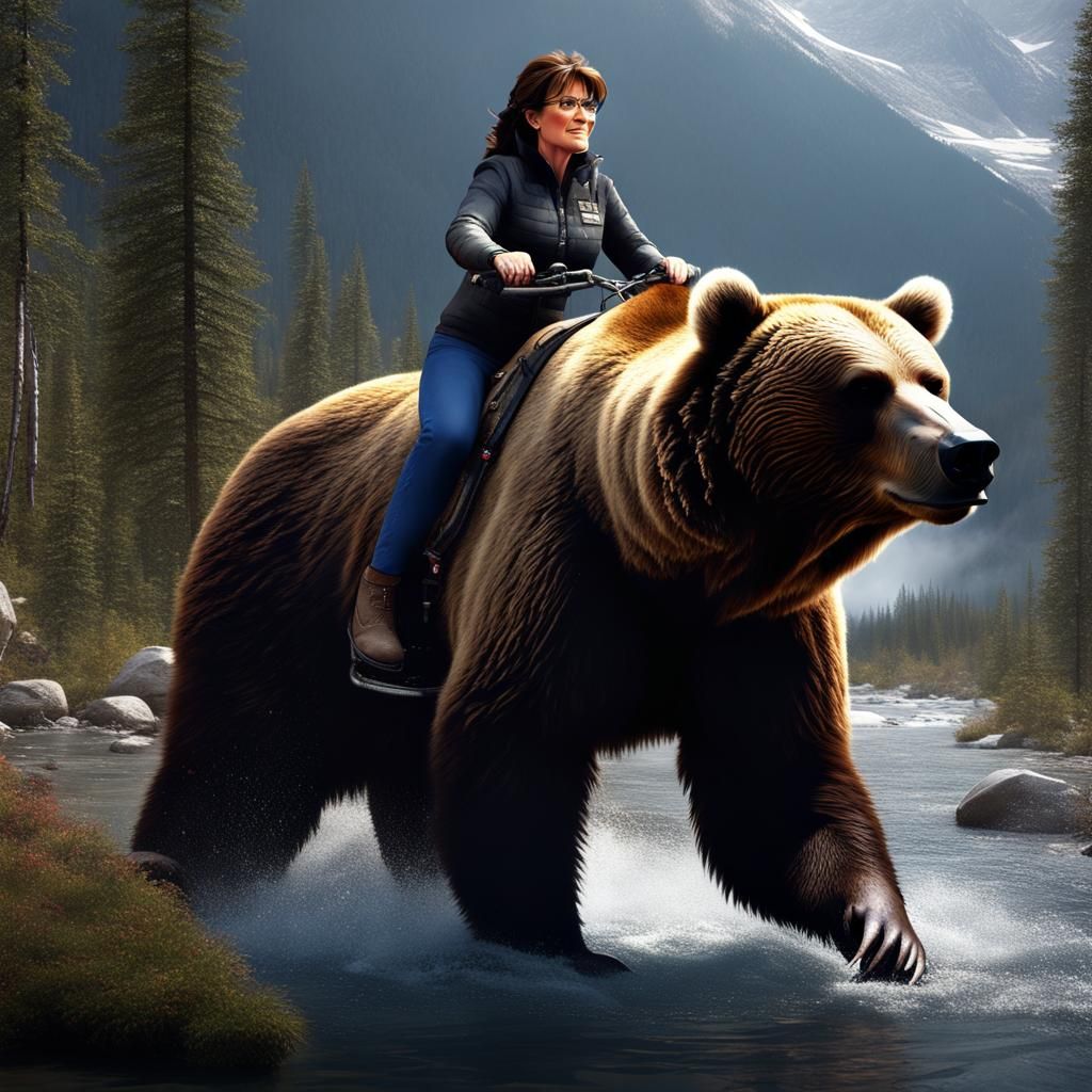 Sarah Palin Rides a Grizzly Bear