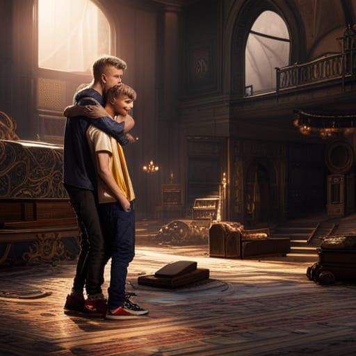Detailed Matte Painting: Bieber and Timberlake Hug
