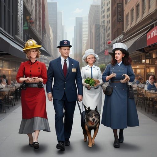 Dogs in Whimsical Workplace Settings