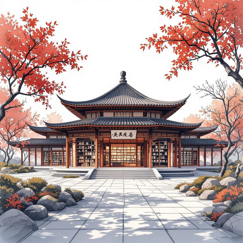 New Chinese Campus Architecture: 3D Render Sketch