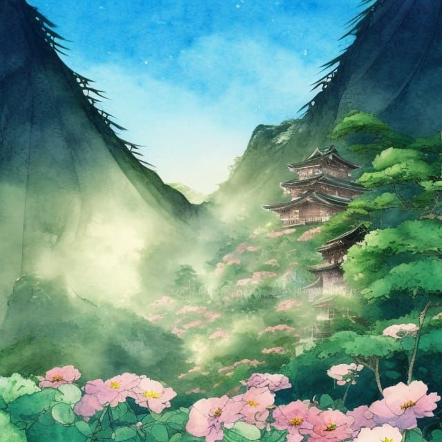 Magical Japanese Village: Watercolor Book Illustration