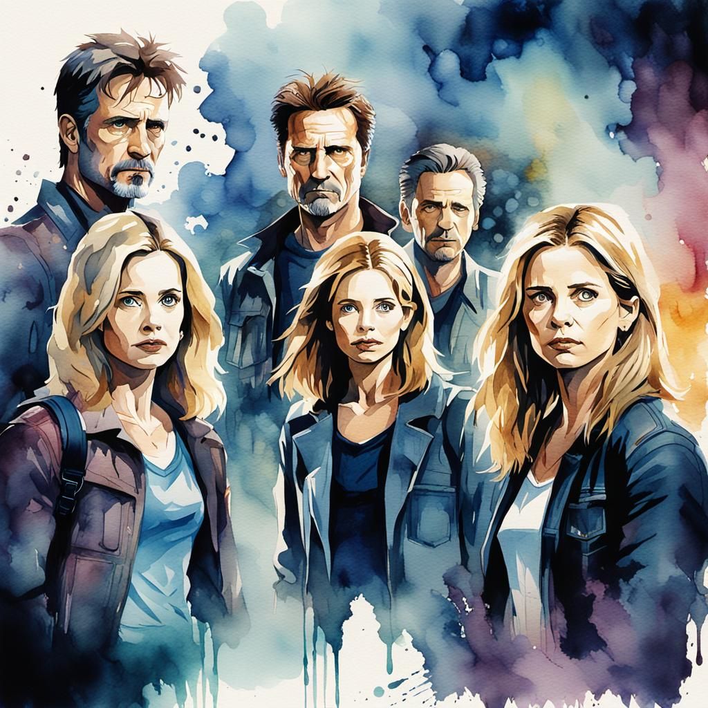 Buffyverse Characters in Watercolour Style