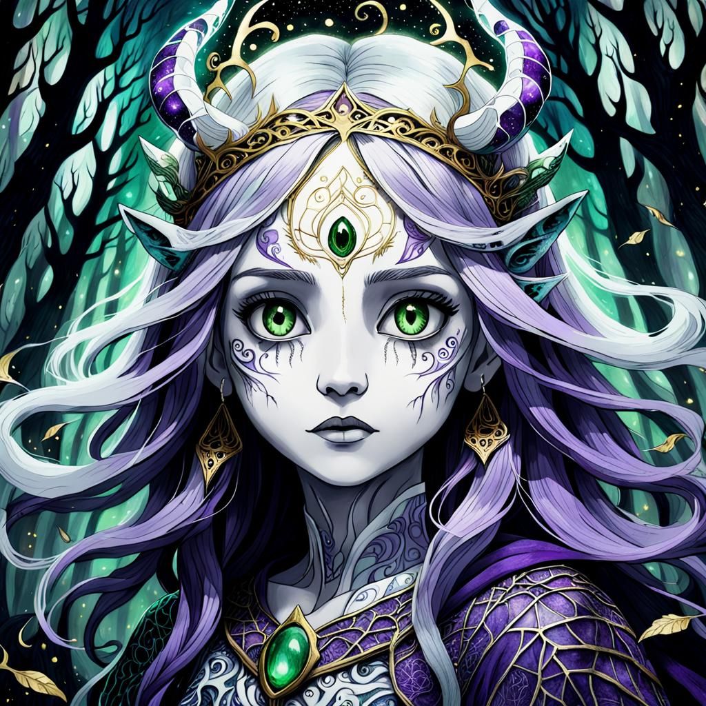 Al Hallows Goddess in Dark Fantasy Anime Style