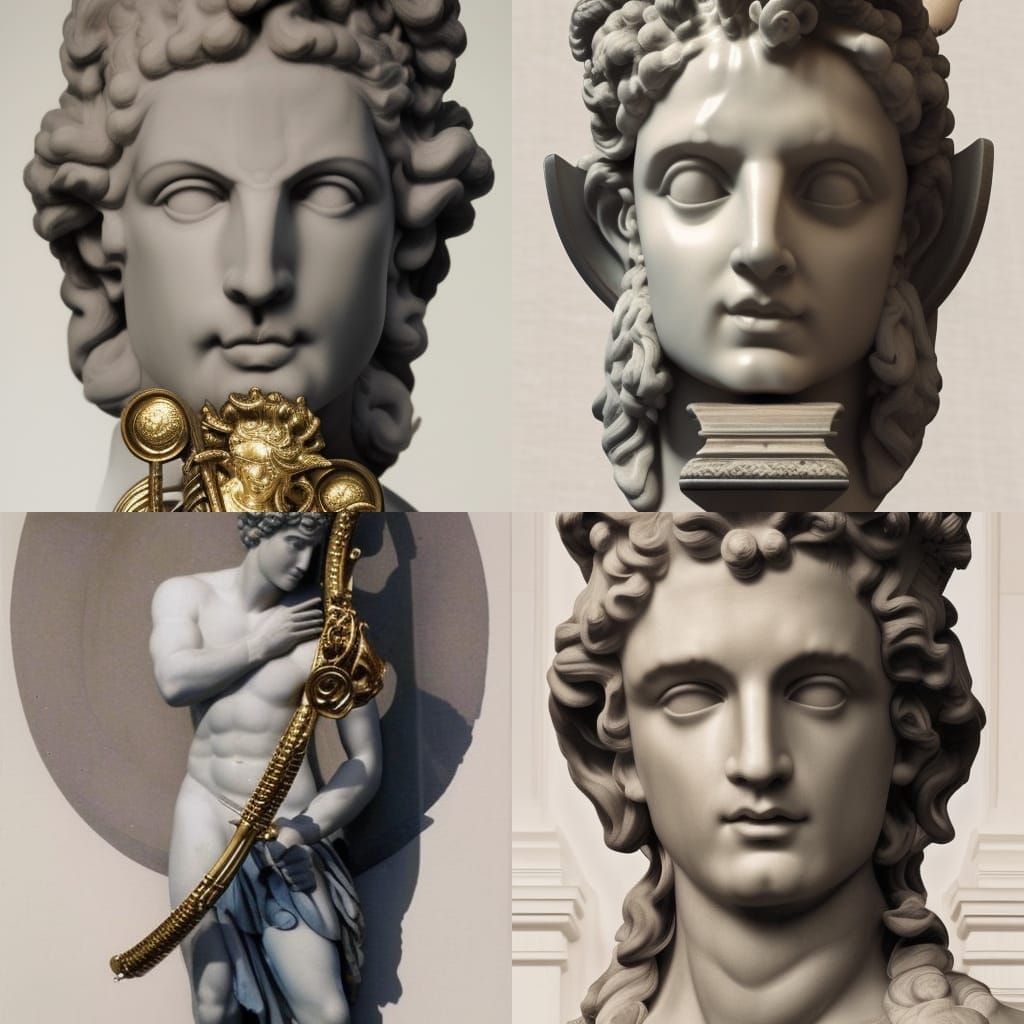 Hyperrealistic God Apollo with Lyre