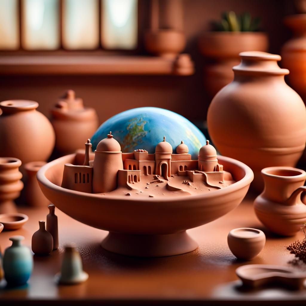 Miniature Clay World: Globe Earth Pottery