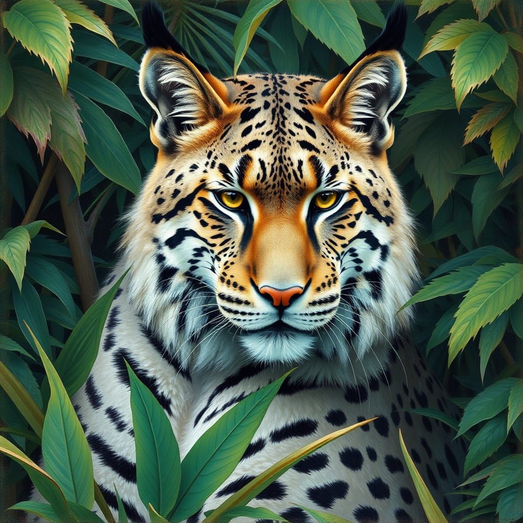 Giant Striped Cat in Tanzania Jungle Art