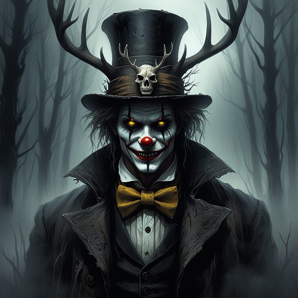 Dark Fantasy Clown in a Haunting Luis Royo-Style Oil Paintin...