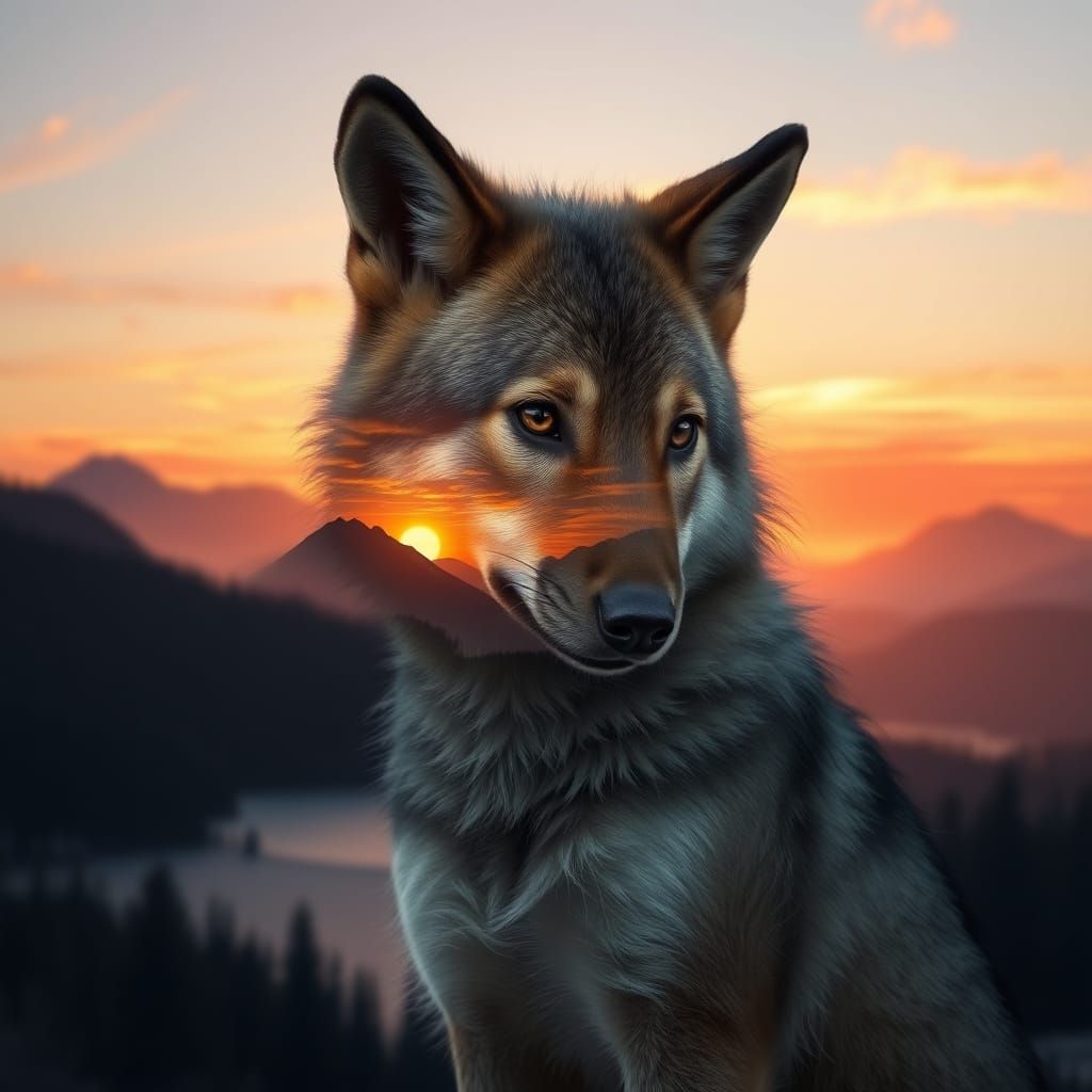 A young wolf, in profile, with a contemplative expression.