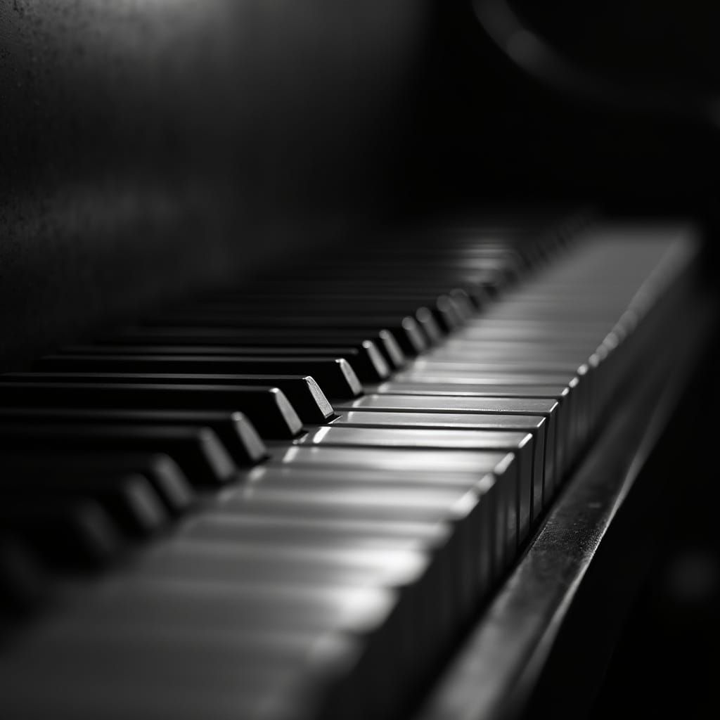 High-Contrast Piano Keys in Black and White