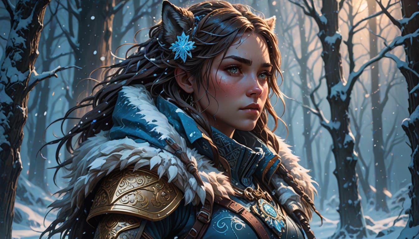 Warrior Girl Portrait in Bohemian Whimsy Style