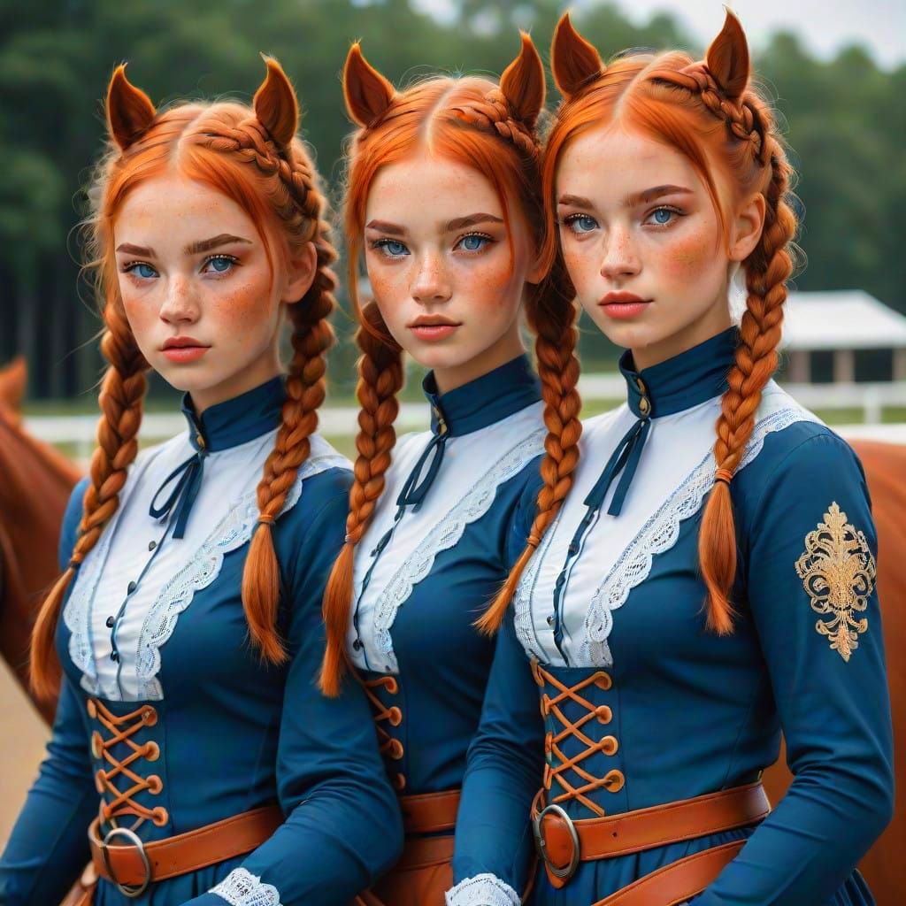 Mysterious Freckled Twins Ride Majestic Horses