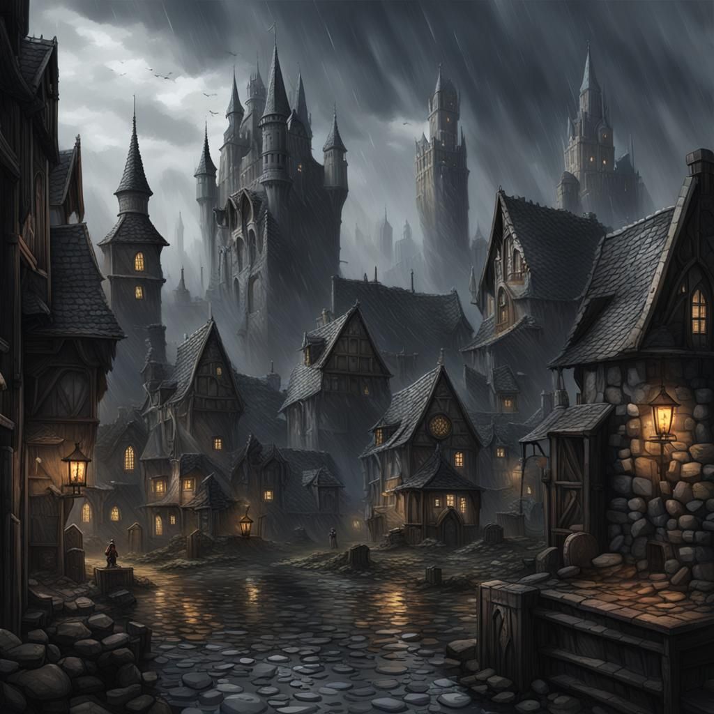Dernholm: Gothic City in Dark Fantasy Style