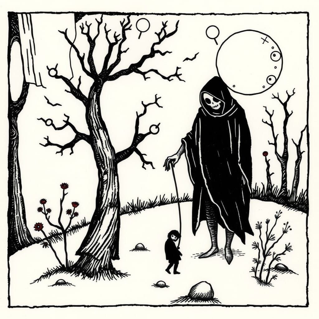 Gothic Edward Gorey Inspired Tattoo Art