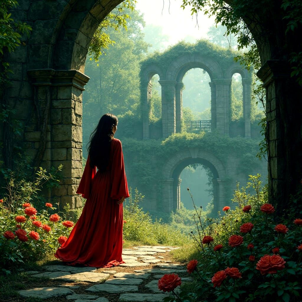 Overgrown Amphitheater Ruins in Forgotten Forest