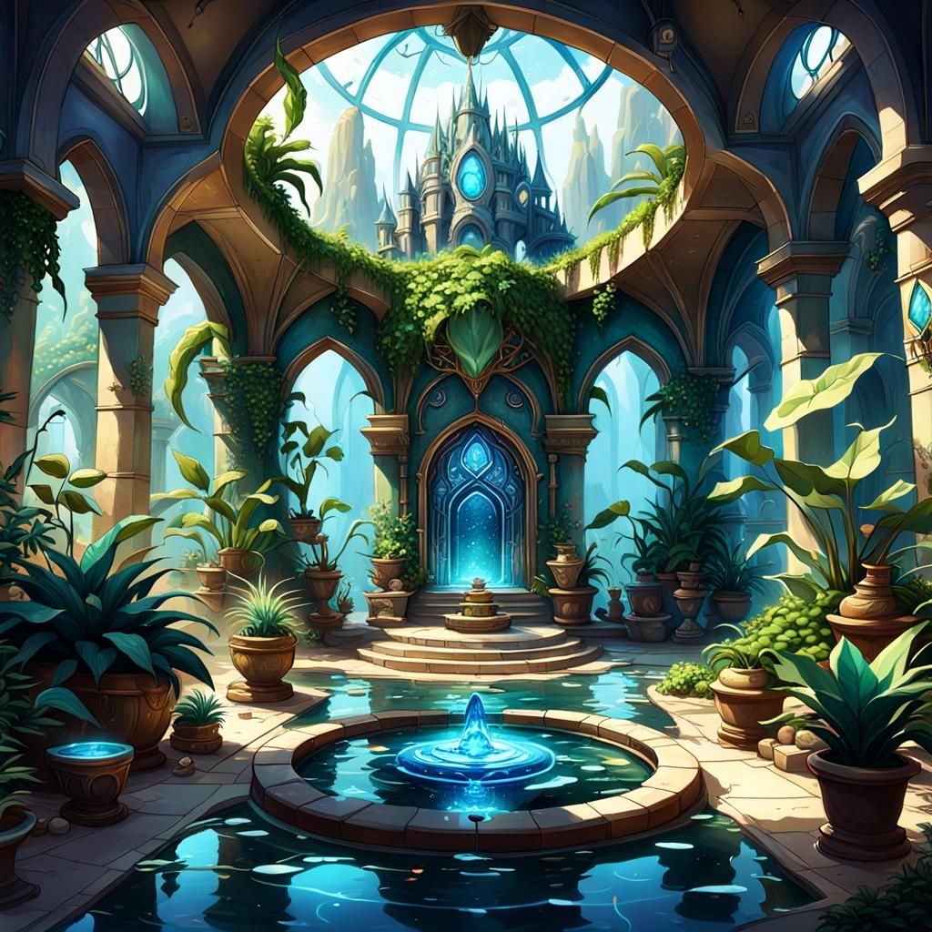 Enchanted Oasis: A Palace of Plants and Monsters