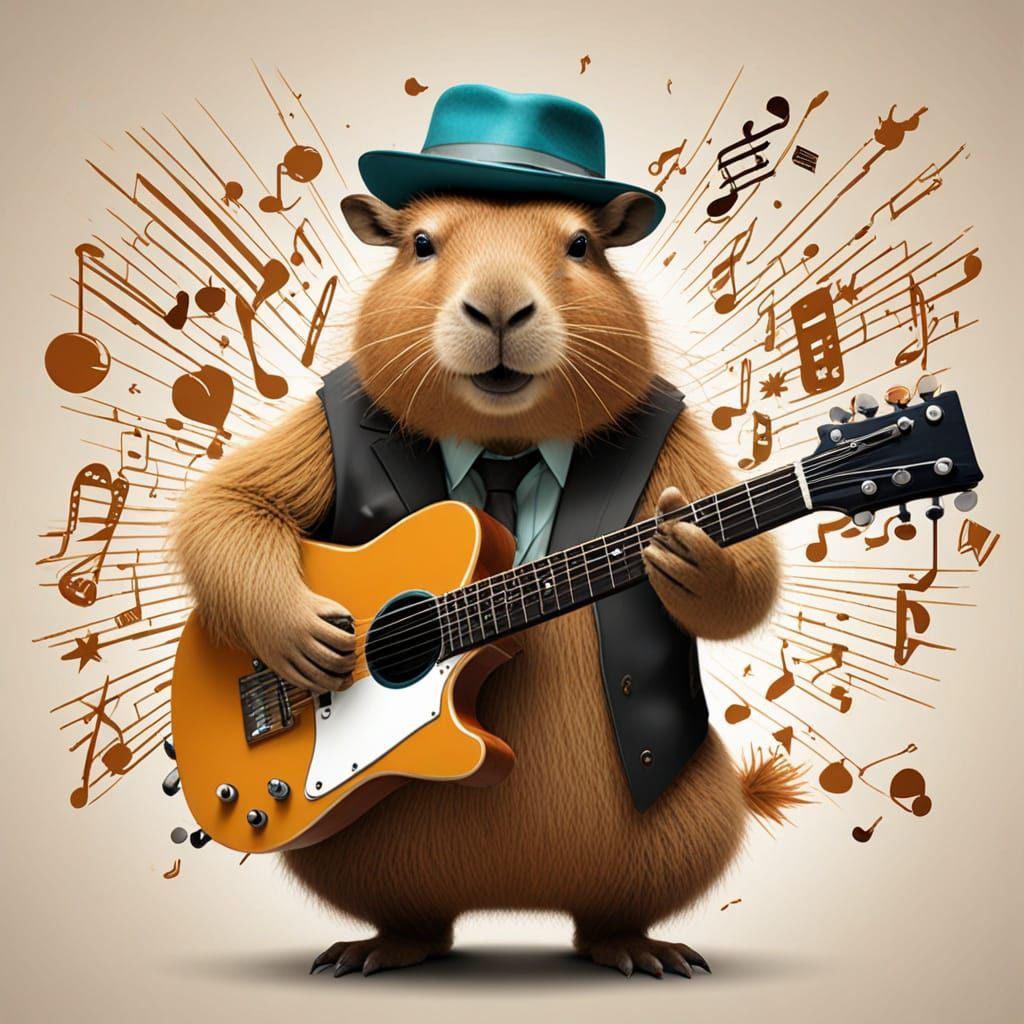 Rockstar Capybara Fuses Music and Myth in Vibrant Abstractio...