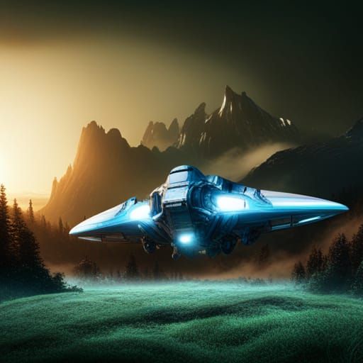 Futuristic Spaceship Landing: Fantasy Concept Art