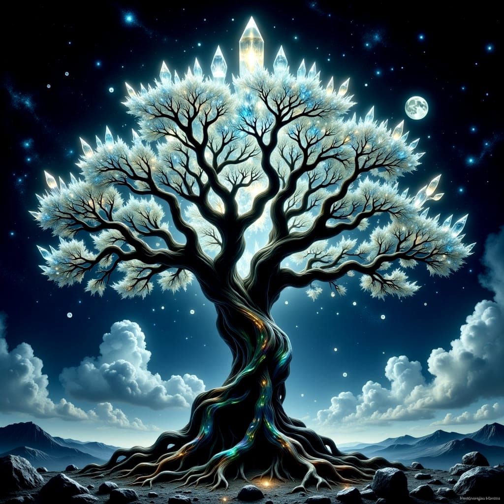 Surreal Tree of Life Radiates Mystical Energy