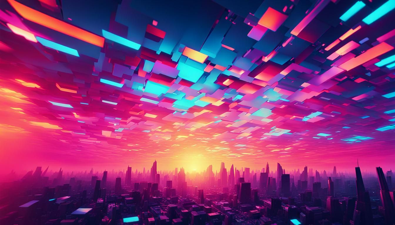 Vibrant Digital Art with Glitch Pixel Effect