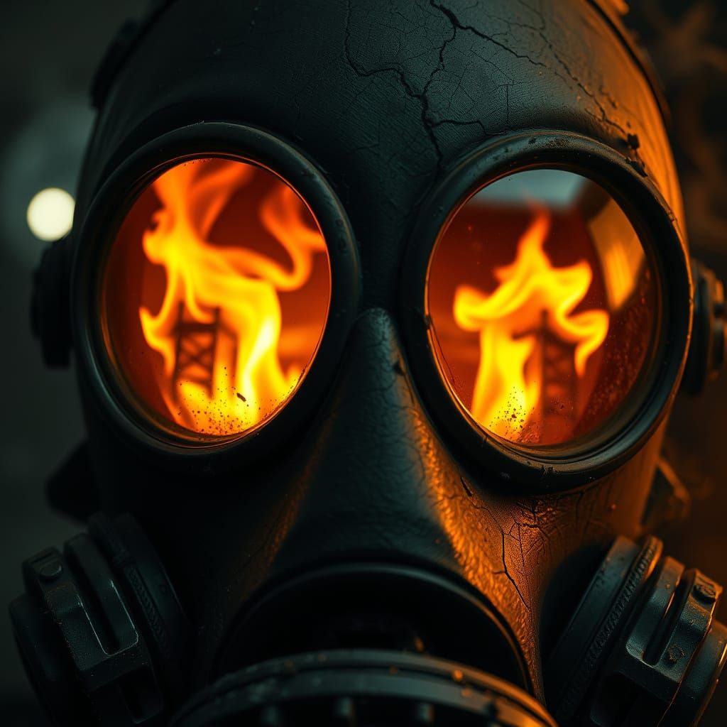 Gritty, Realistic Chernobyl Liquidator Gas Mask Close-Up