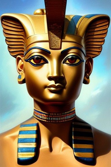 Egyptian Goddess Taweret with Ankh in Digital Art