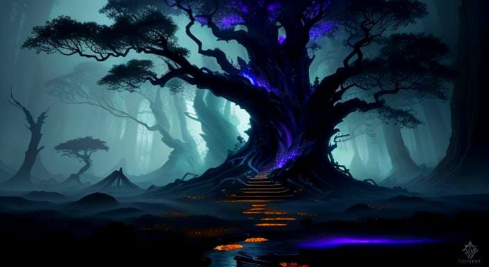 Dark Fantasy Forest Scenery in 8k Resolution