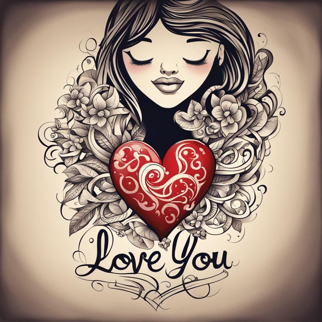 Tattoo of 'I Love You' with Heart