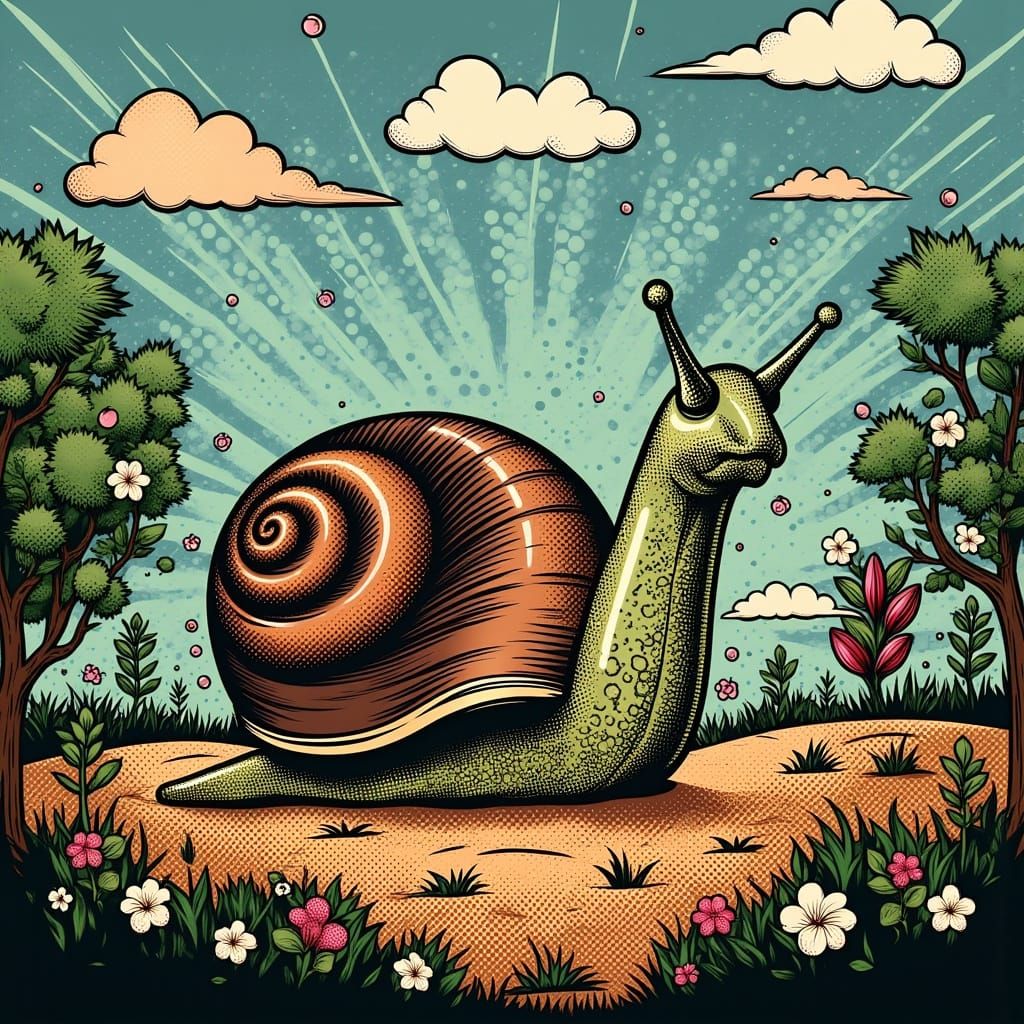 Snail in 1950s Comic Book Style