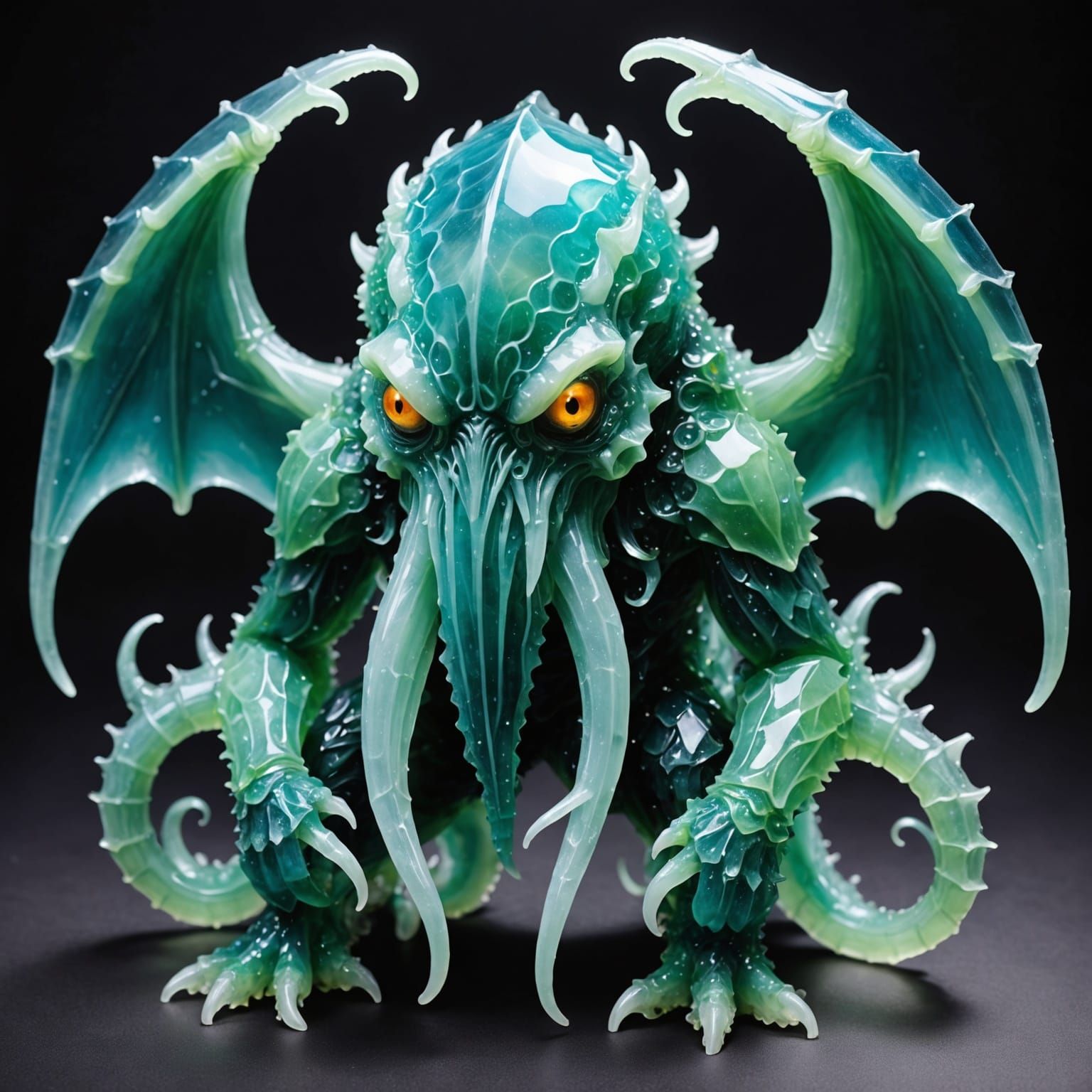 Cthulhu Creature Made of Frosted Ocean Glass Shards