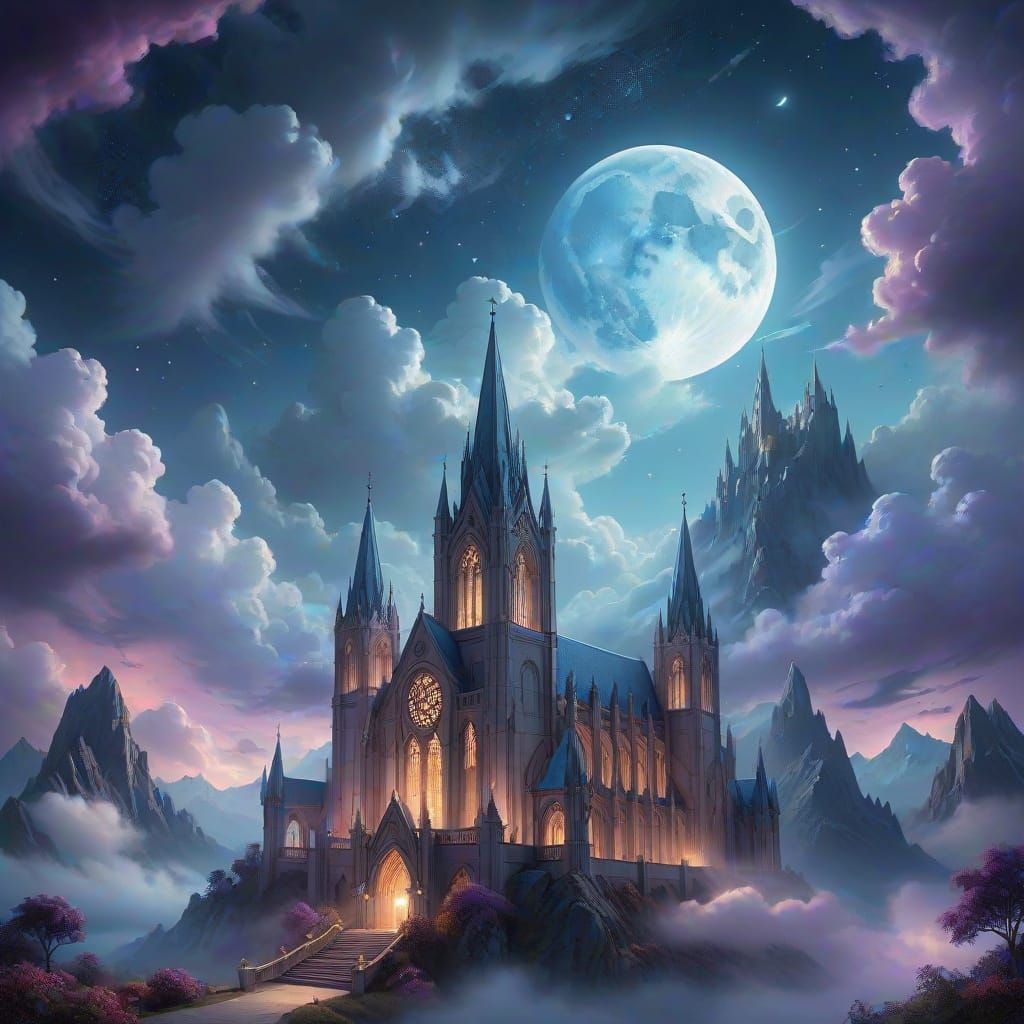 Gothic Cathedral Illuminated by Heavenly Light