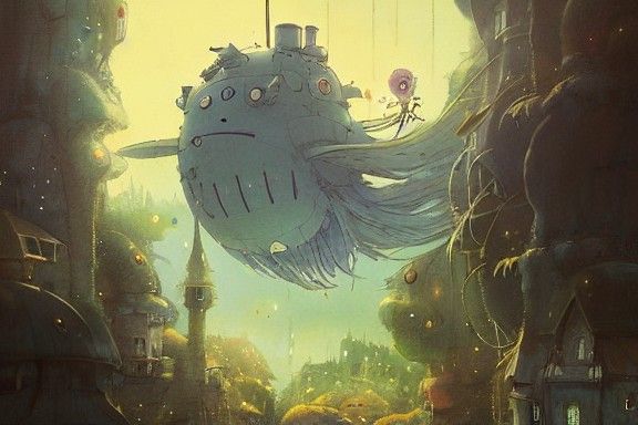Howl's Moving Castle in Fairy World, Digital Painting