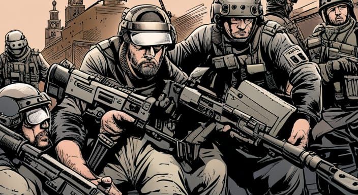 Intense Comic Book Illustration of a Counterterrorism Operat...