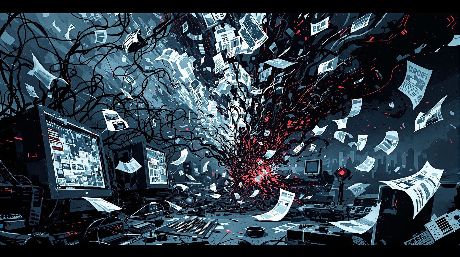 Surreal Print Spooler Chaos Engulfs City