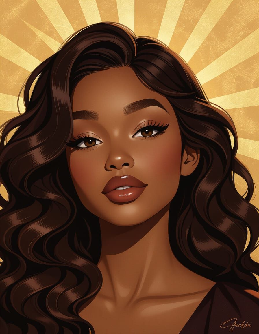 Divine Chocolate Espresso Girl Portrait in Rembrandt Style