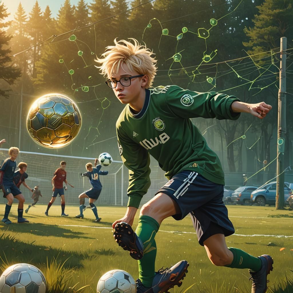 Boy Playing Soccer in Scotland, Digital Matte Painting
