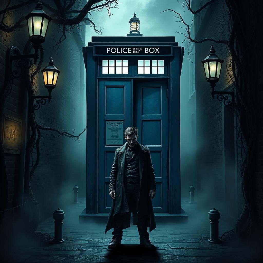 Doctor Who and Tardis in Dark Fantasy Style