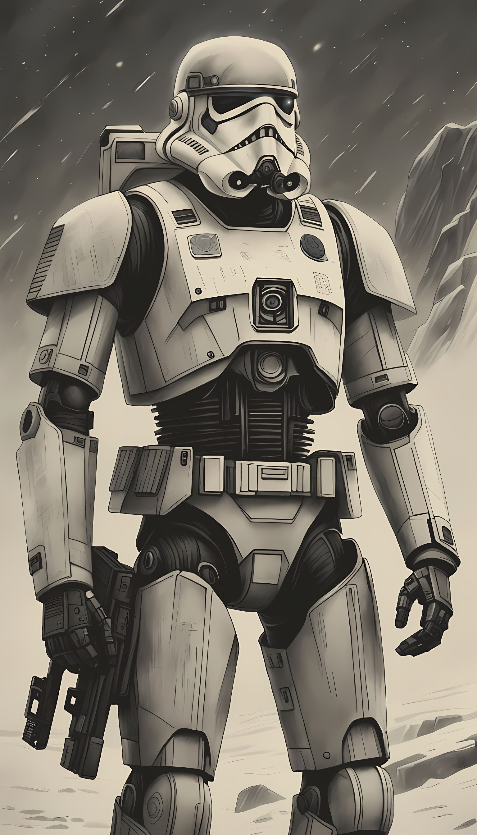 Star Wars Snow Trooper in Charcoal Drawing Style