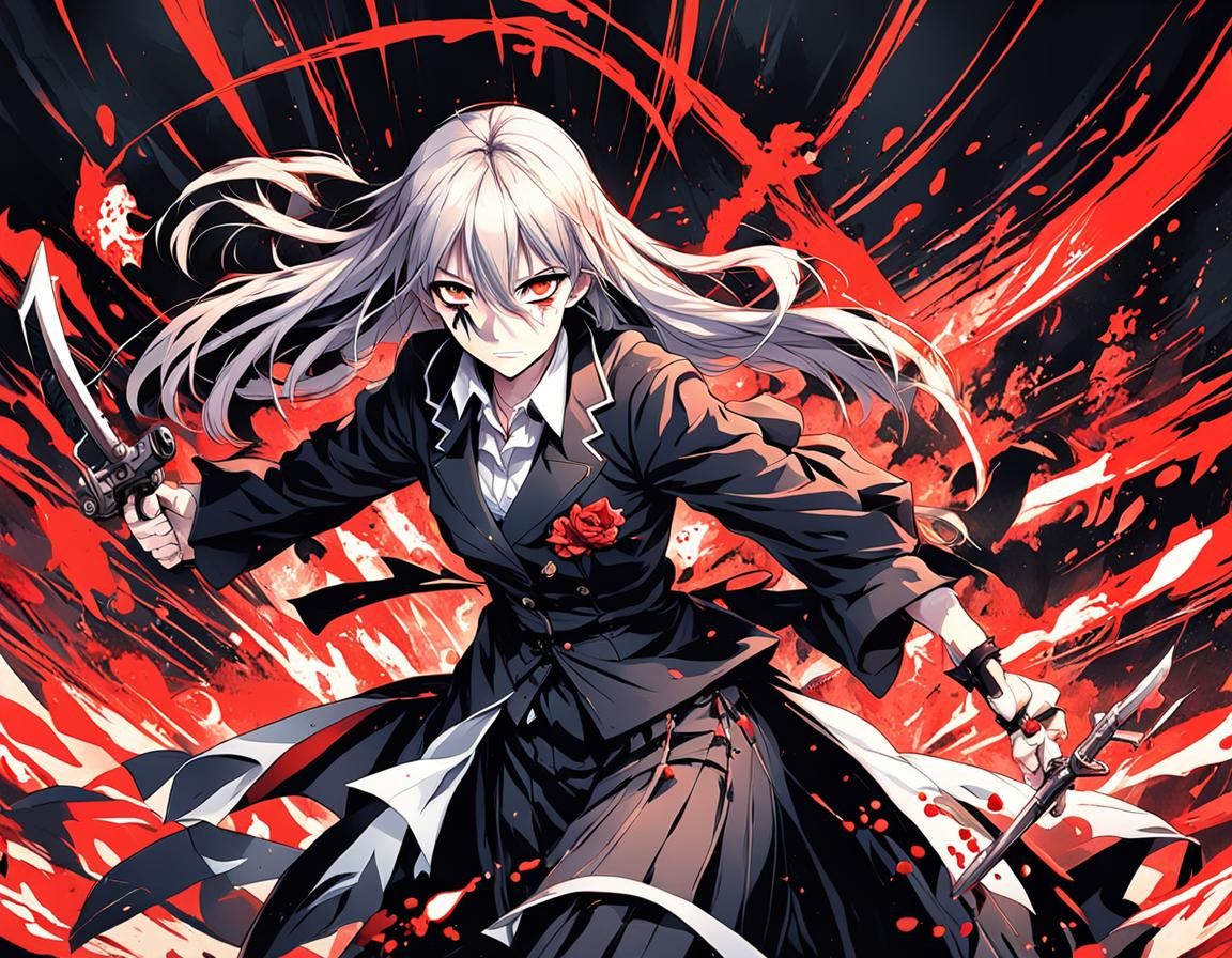 Furious Female Figure in Anime Style